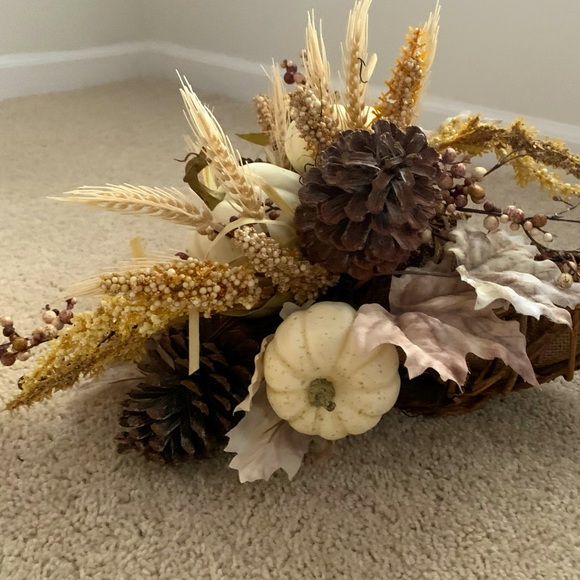 Pumpkin cornucopia neutral fall arrangement - Picture 2 of 6